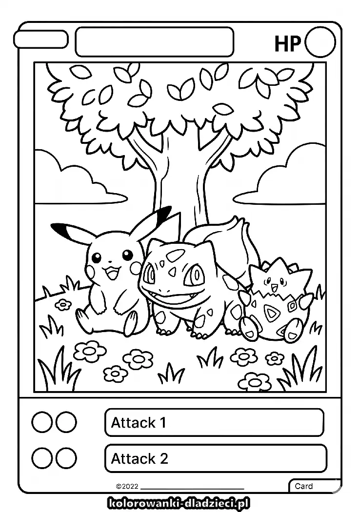 Karty pokemon do kolorowania - fajna kolorowanka dla starszych dzieci