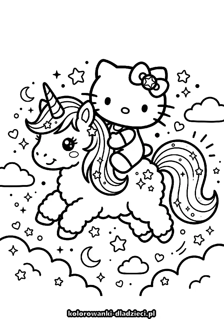 Darmowa kolorowanka z motywem hello kitty dla małych fanów dinozaurów
