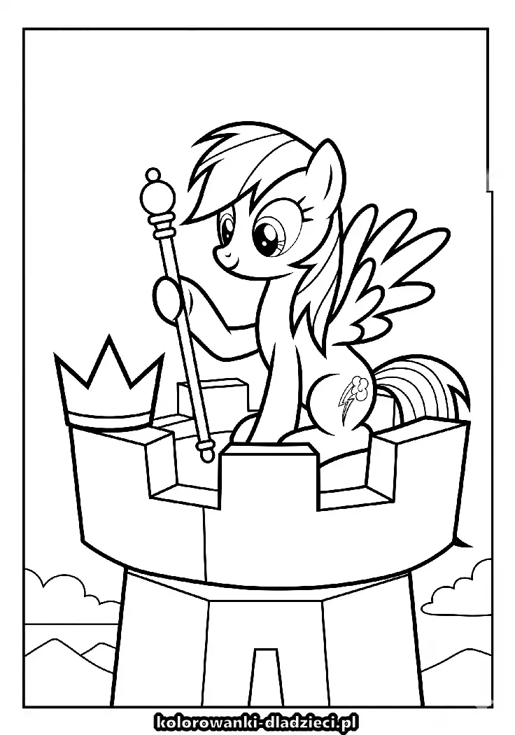 Prosta kolorowanka z motywem rainbow dash do pokolorowania