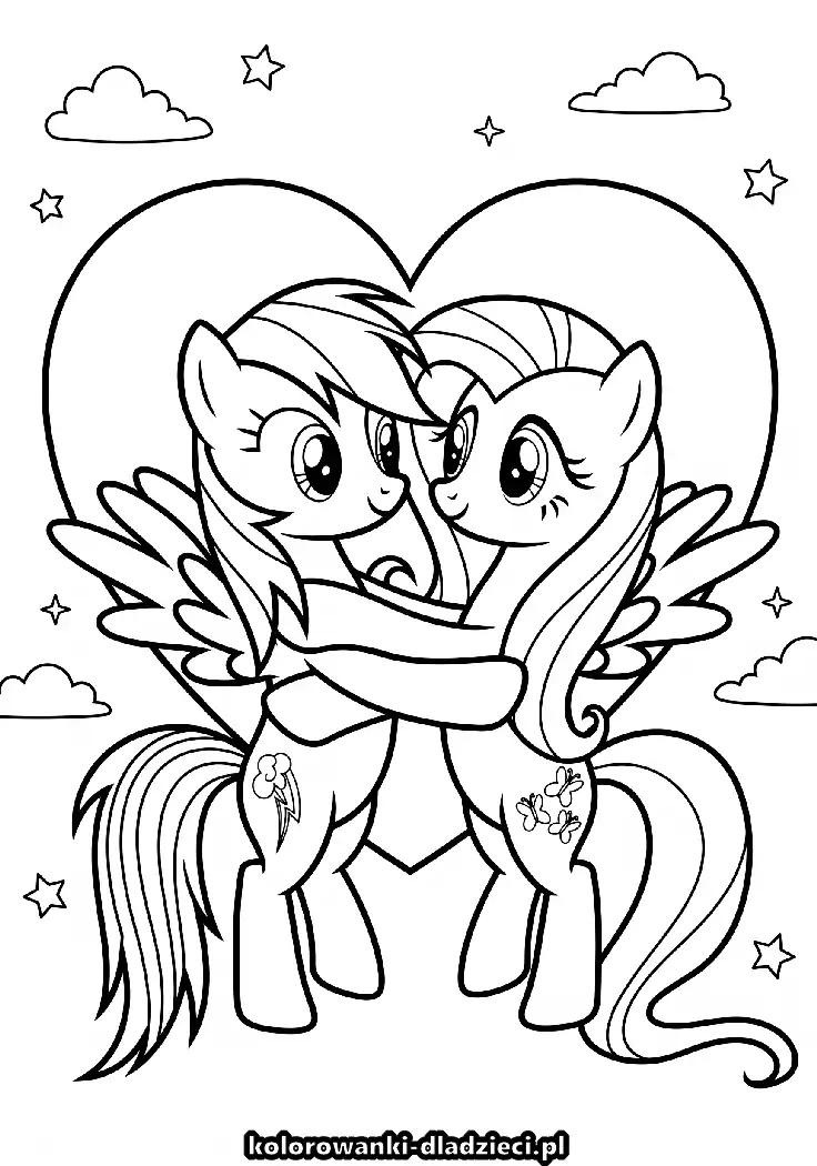 Kolorowanka przedstawiająca rainbow dash na zajęcia plastyczne