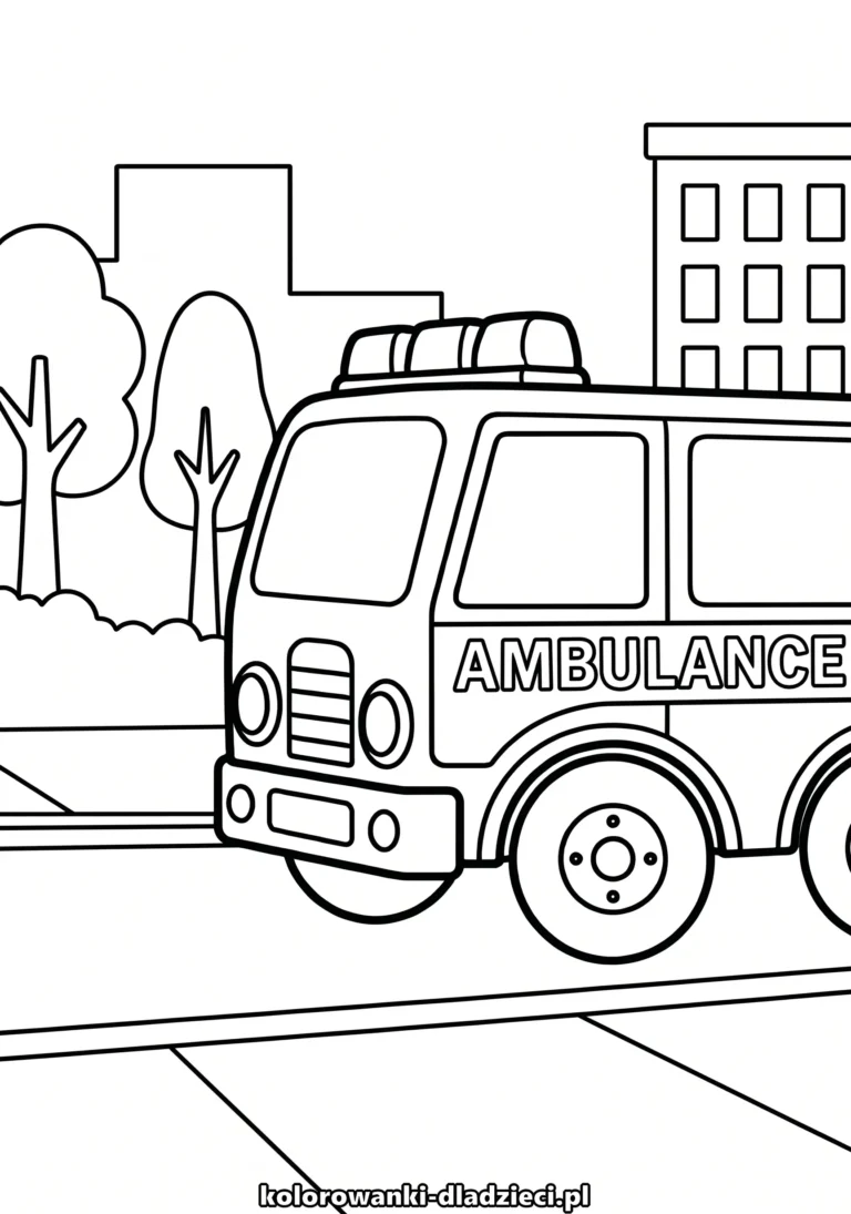 Kolorowanka do pokolorowania ambulans do pokolorowania
