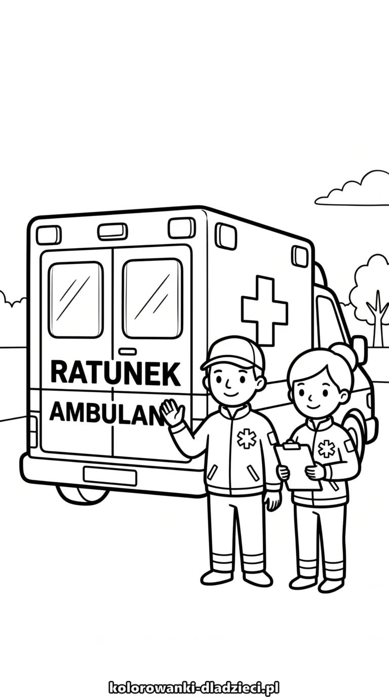Ambulans - obrazek do kolorowania na spokojną zabawę