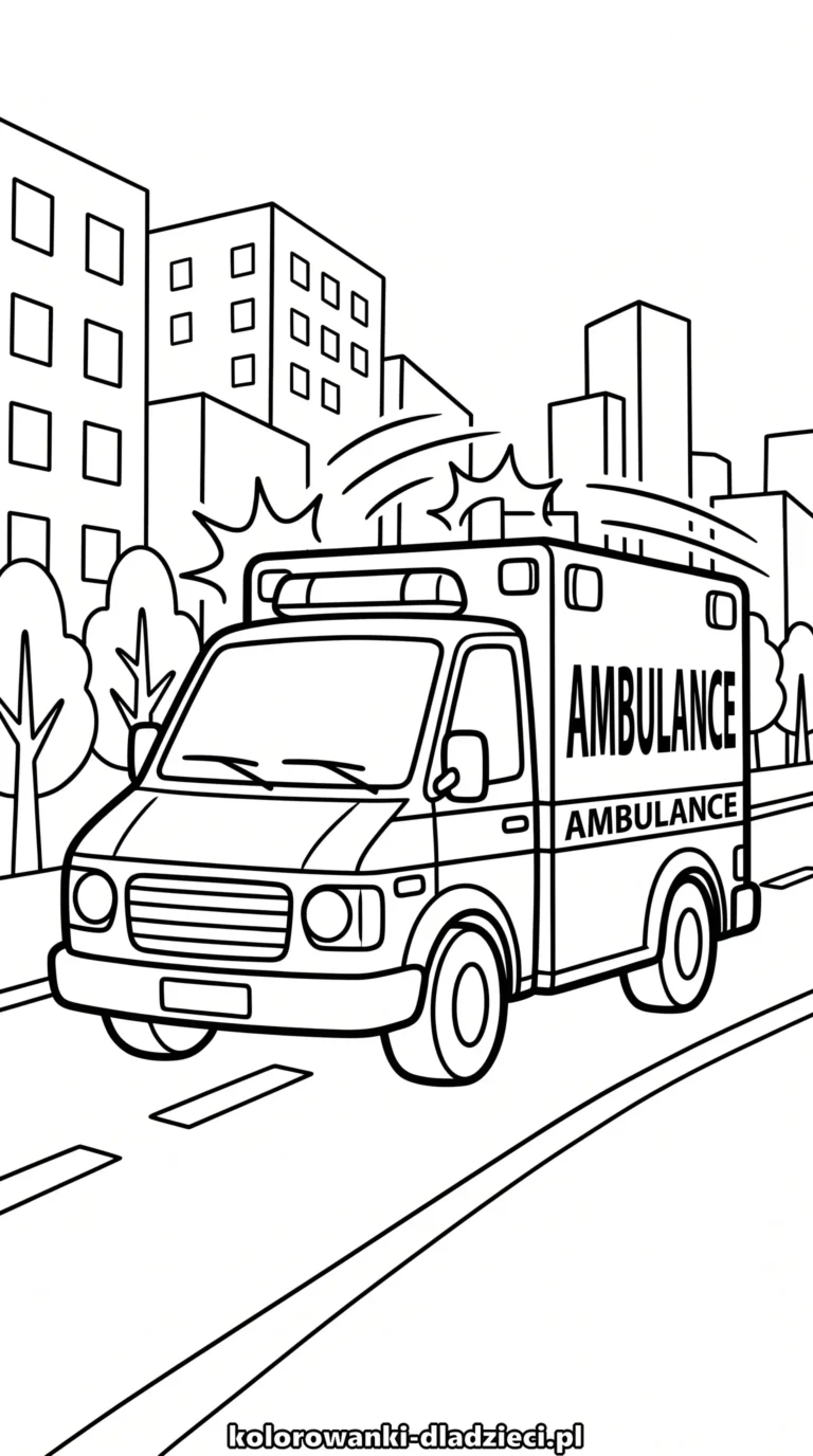 Ambulans - szczegółowa kolorowanka na spokojną zabawę