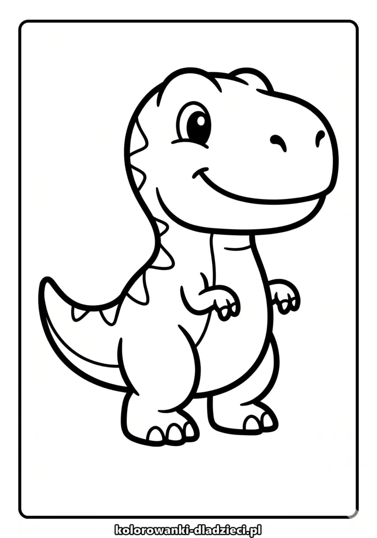 Czarno-biała kolorowanka z motywem dinozaury do druku
