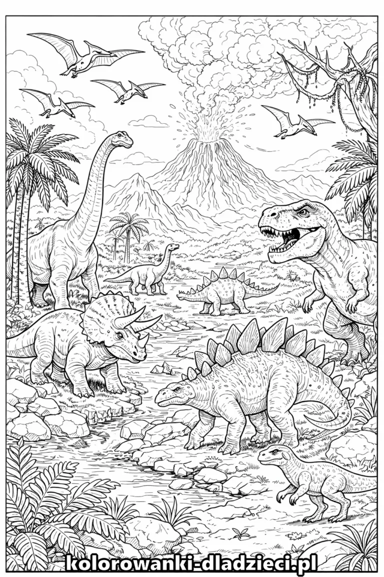 Darmowa kolorowanka dinozaury