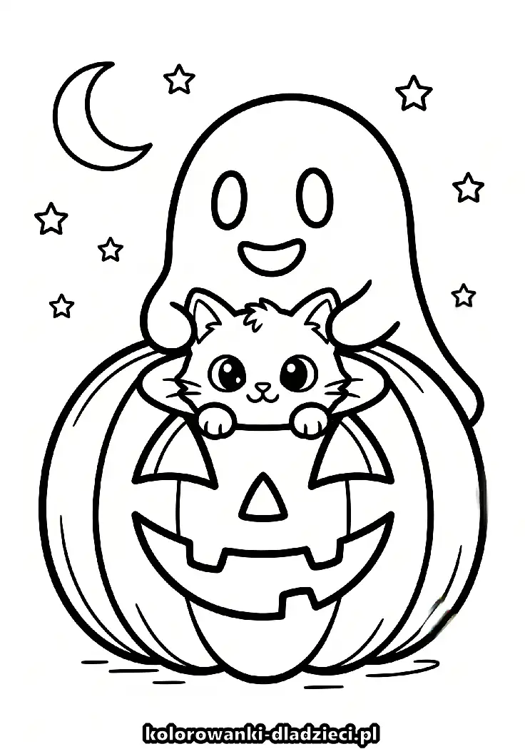 Prosta kolorowanka halloween dla przedszkolaków
