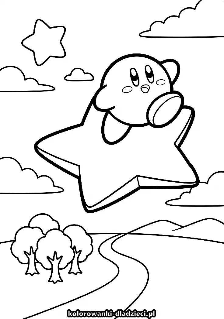 Kirby - prosta kolorowanka na kartkę A4