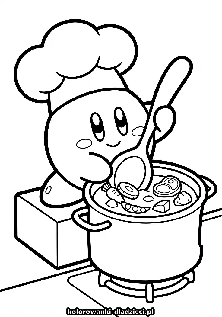 Kolorowanka edukacyjna kirby na zajęcia plastyczne