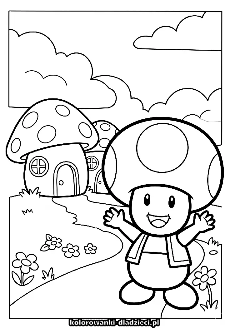 Kolorowanka dla dzieci z motywem mario na kartkę A4