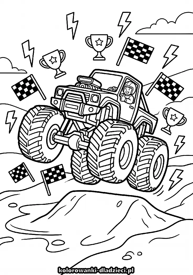 Fajna kolorowanka monster truck dla starszych dzieci