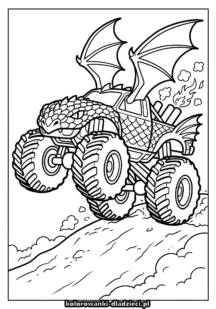 Wydruk kolorowanki z motywem monster truck do wydruku w domu