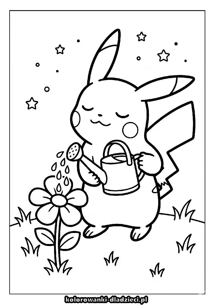 Czarno-biała kolorowanka z motywem pikachu na kartkę A4