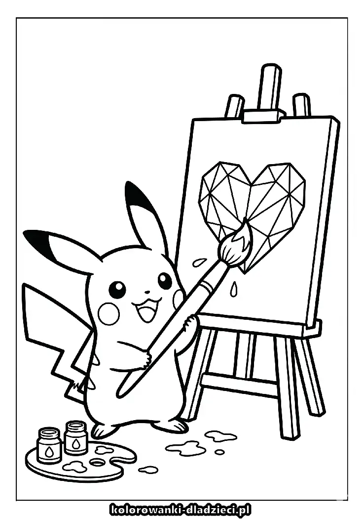 Pikachu - czarno-biała kolorowanka do druku