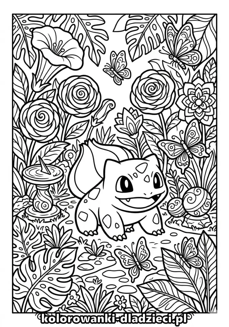 Prosta kolorowanka pokemon dla starszych dzieci