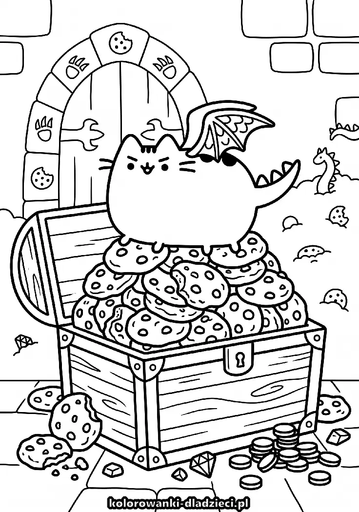Drukowana kolorowanka z motywem pusheen dla starszych dzieci