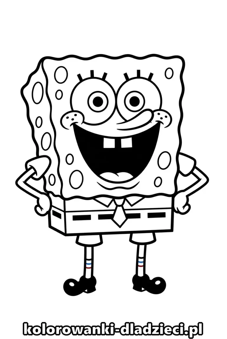 Spongebob - kolorowanka edukacyjna do wydruku w domu