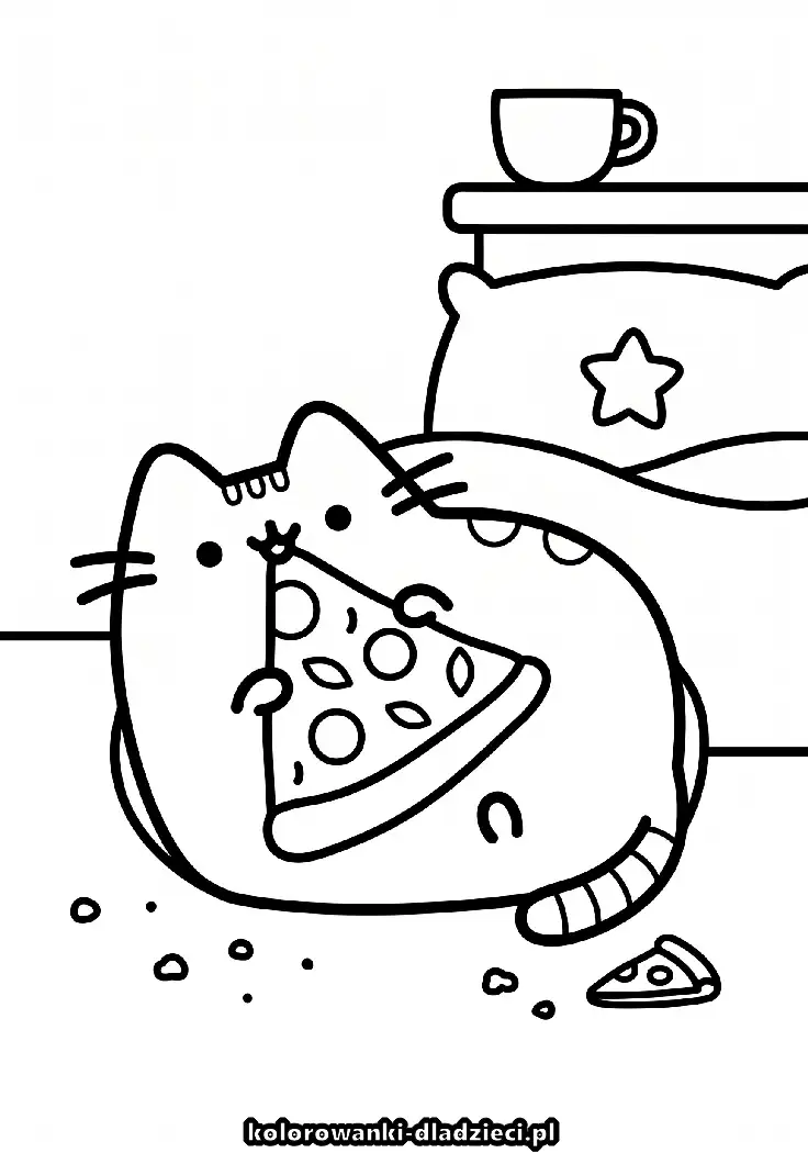 Rysunek do kolorowania dla dzieci: pusheen do wydruku w domu