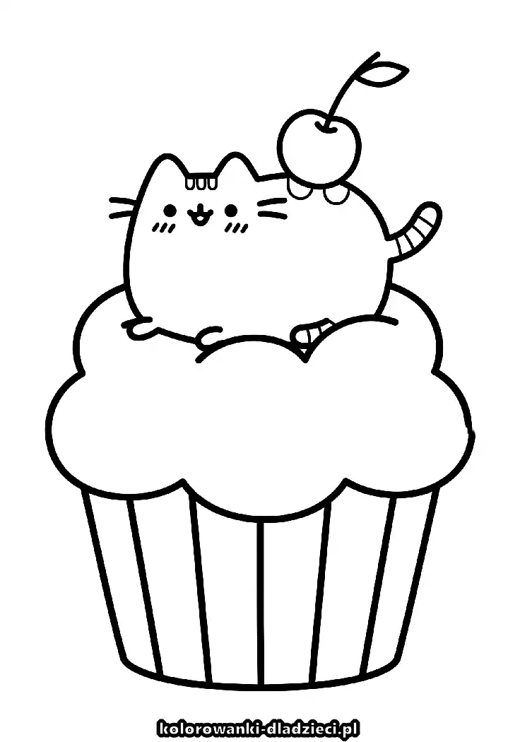 Szczegółowa kolorowanka z motywem pusheen do pokolorowania