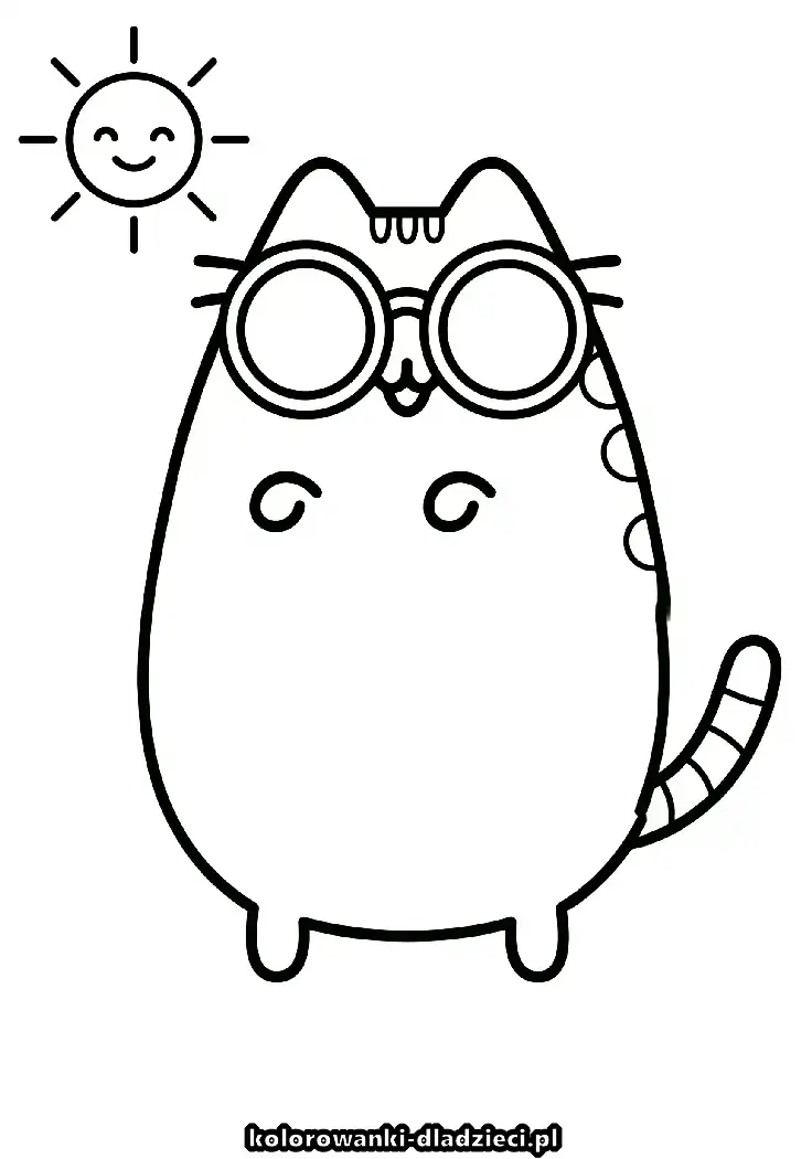 Prosta kolorowanka przedstawiająca pusheen do pokolorowania