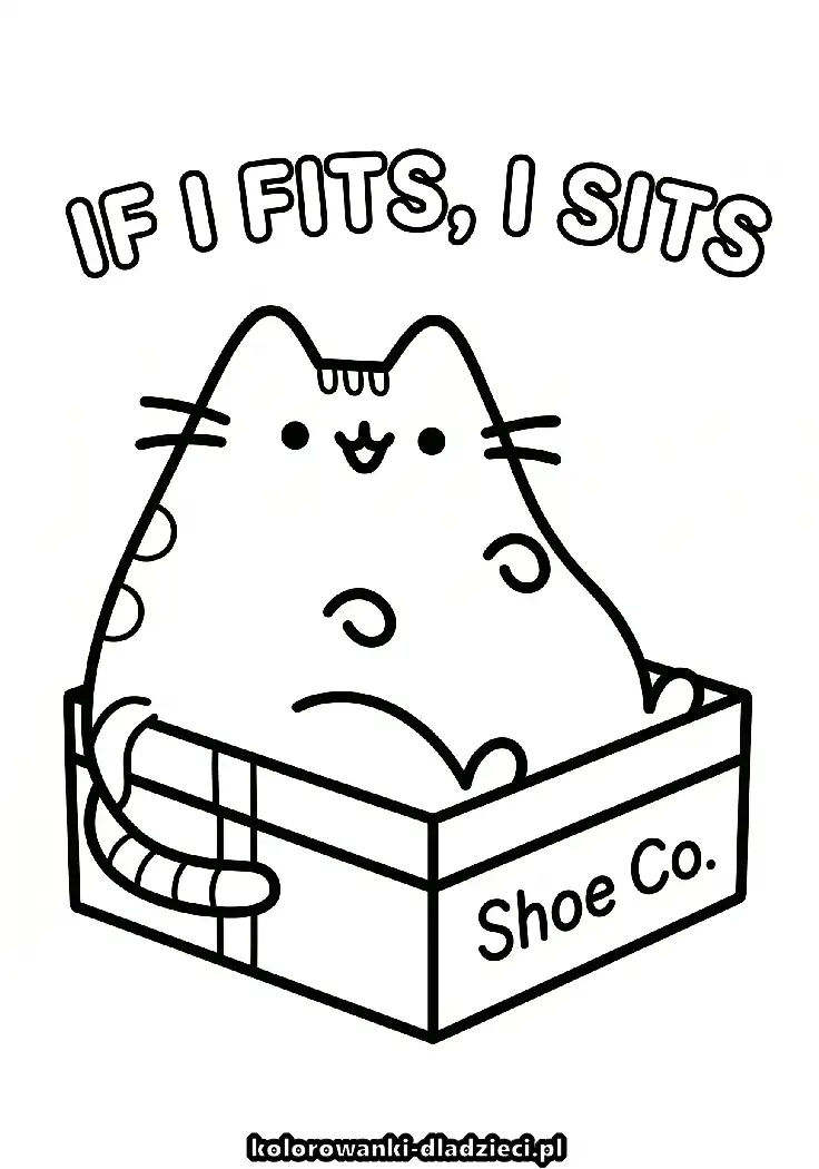 Prosta kolorowanka z motywem pusheen dla chłopców i dziewczynek
