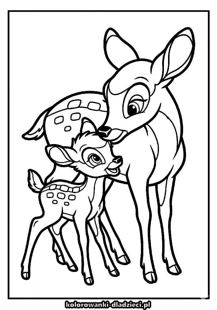 Obrazek do kolorowania z motywem bambi na kartkę A4
