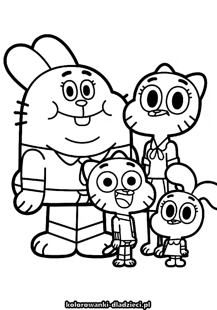 Kolorowanka do wydruku przedstawiająca gumball dla dzieci do druku