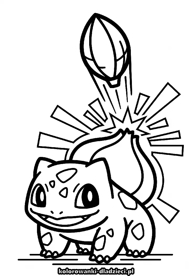 Kolorowanka edukacyjna dla dzieci: bulbasaur na kartkę A4