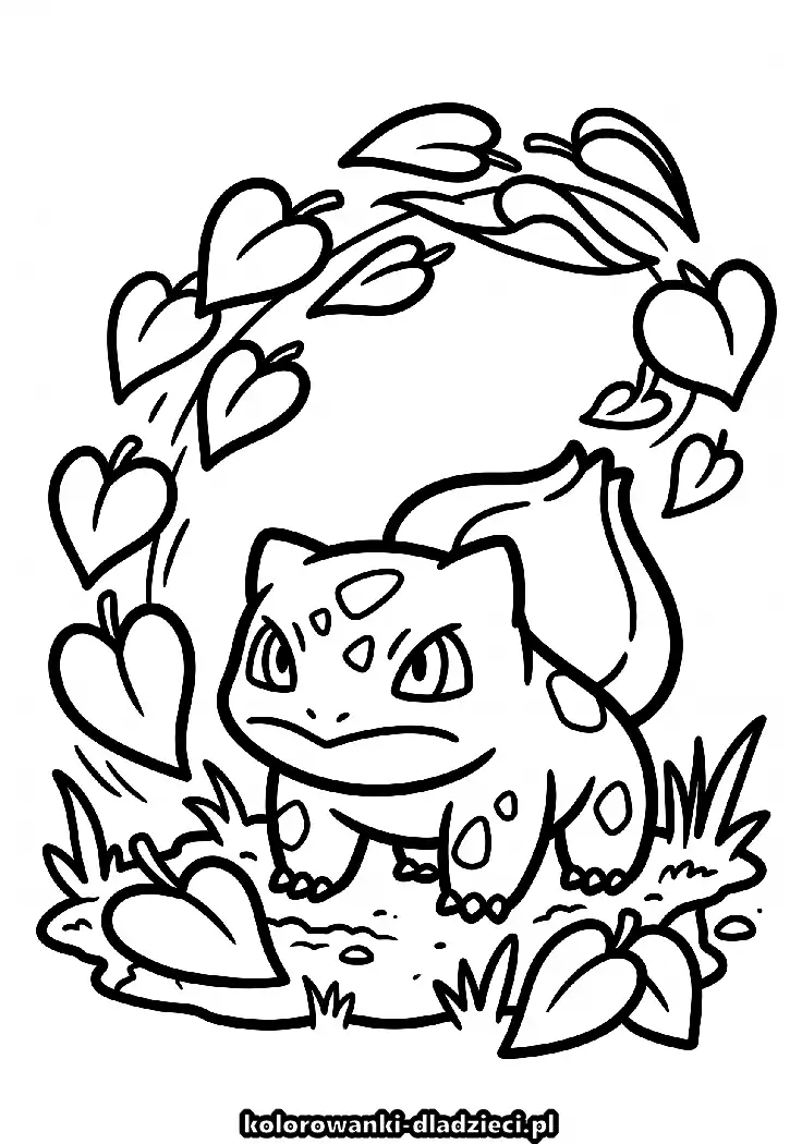 Drukowana kolorowanka bulbasaur dla chłopców i dziewczynek