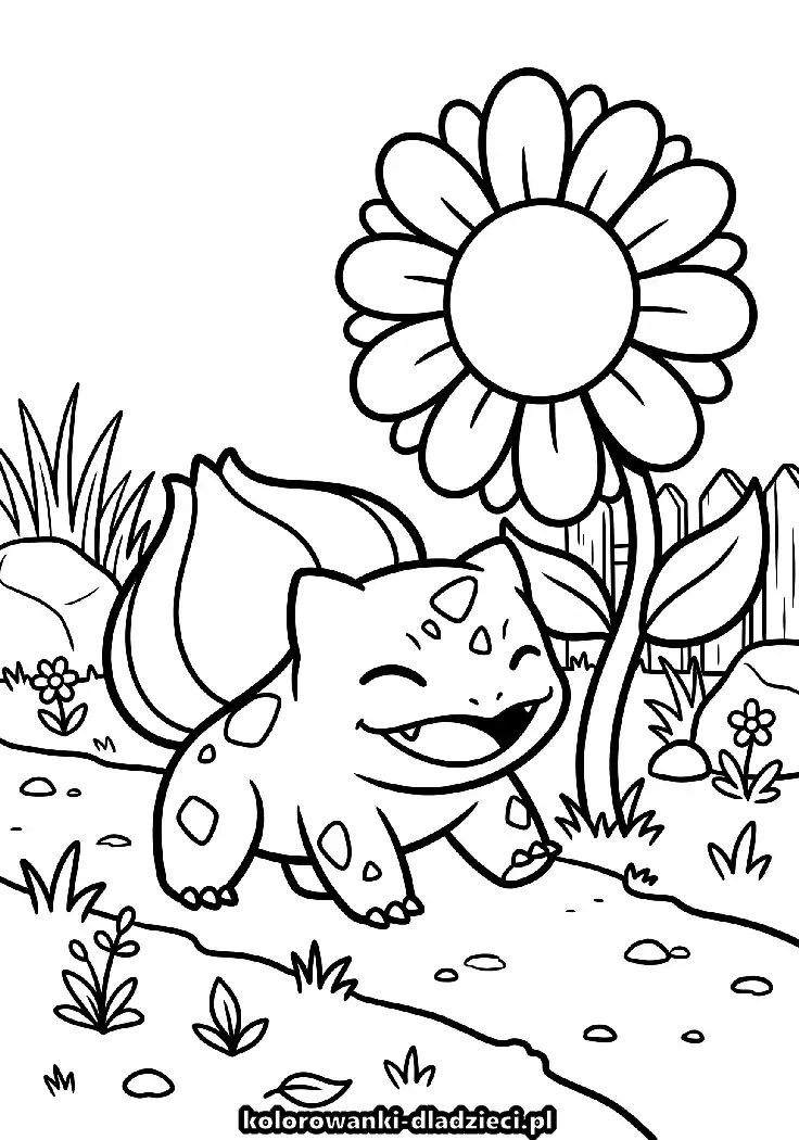 Czarno-biała kolorowanka bulbasaur