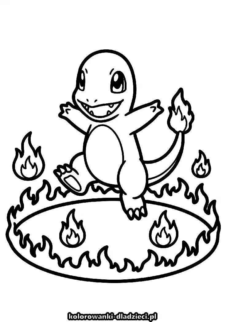 Charmander - prosta kolorowanka do wydruku i kolorowania