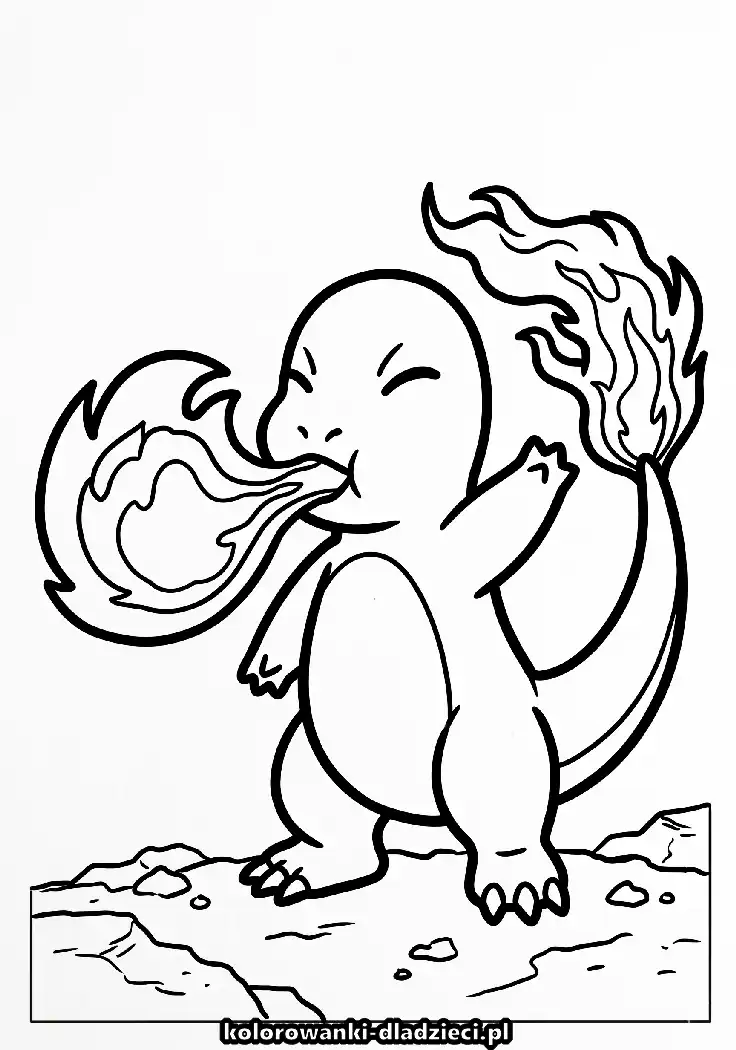 Kolorowanka dla dzieci charmander dla małych fanów dinozaurów