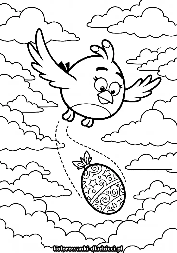 Czarno-biała kolorowanka angry birds do druku