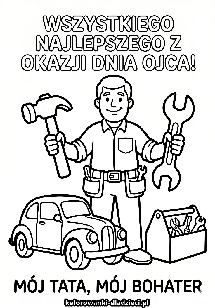 Darmowa kolorowanka na dzien taty na kartkę A4