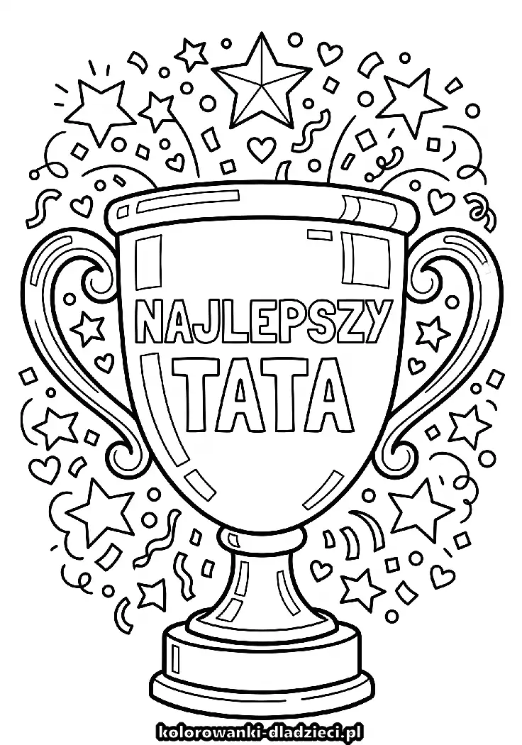 Kolorowanka dla dzieci: na dzien taty na kartkę A4